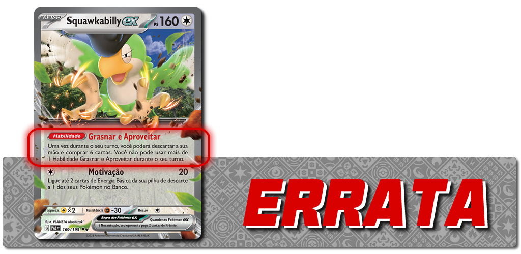 Squawkbailly Errata de Squawkabilly ex e Weavile em Evoluções em Paldea | Copag